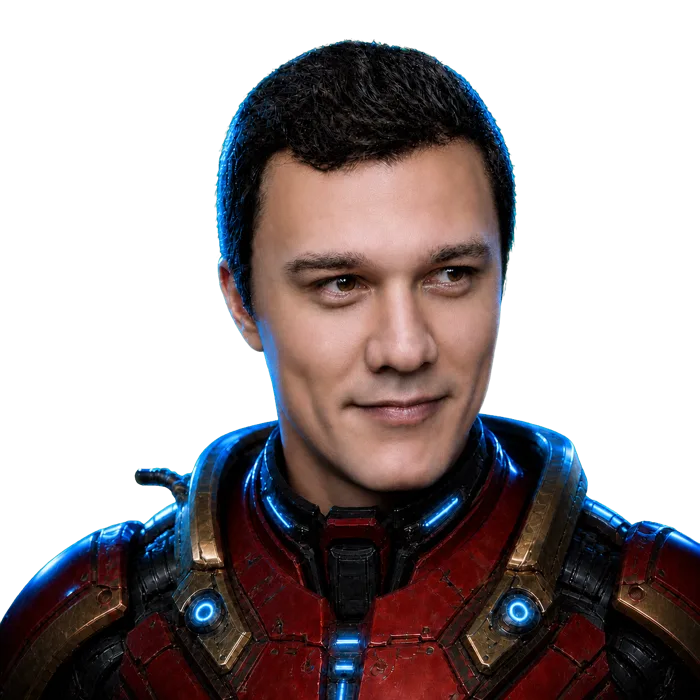 Stylized armored portrait of Timur Bazhirov